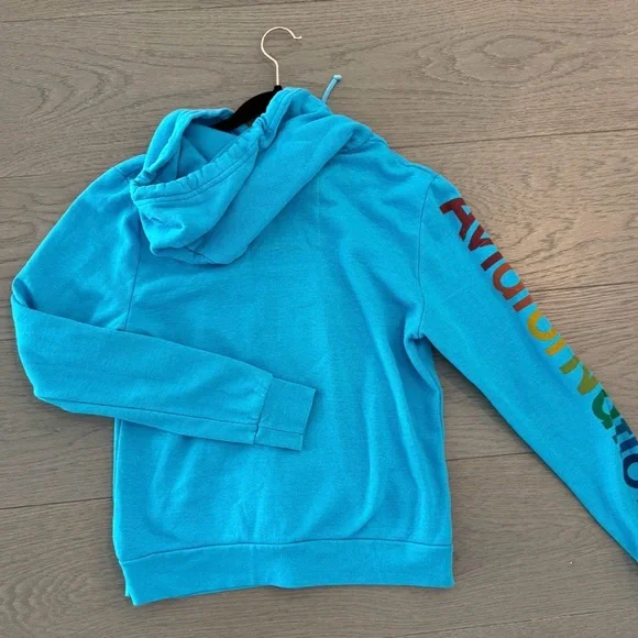Aviator Nation Turquoise Hoodie with Rainbow Logo - Picture 2 of 2